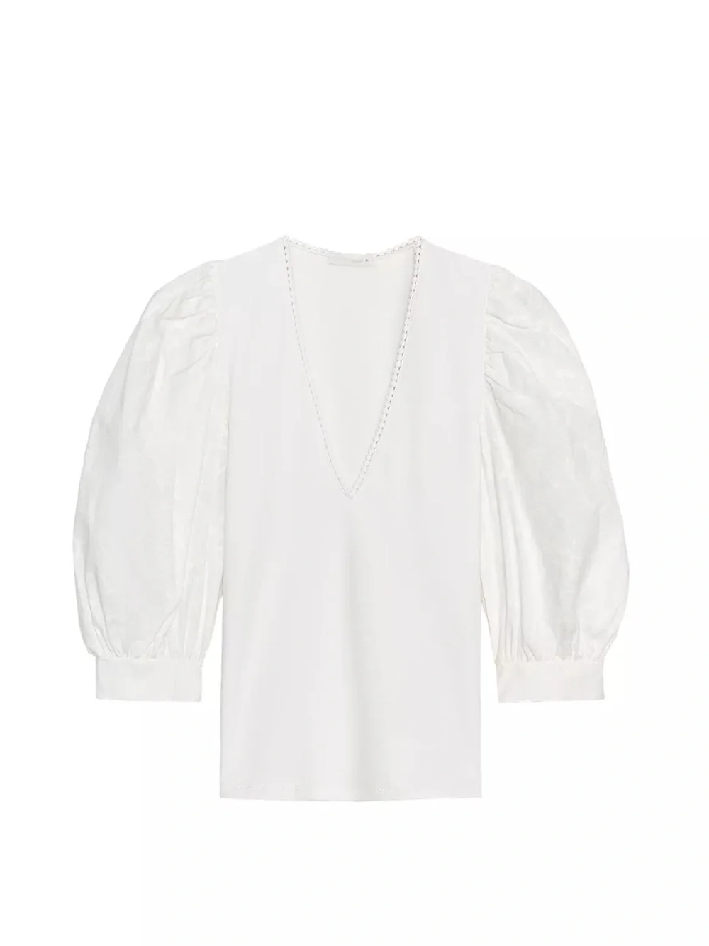 Zara Puff Sleeve Embroidered Floral Blouse